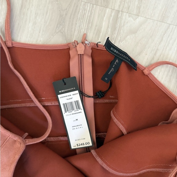 BCBGMAXAZRIA “Alese” Faux Suede Bodycon Dress - Rosedawn - Size M - Picture 7 of 12